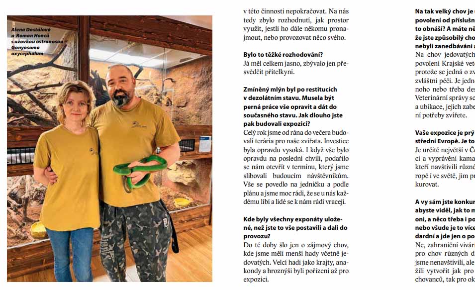 Svět plazů v časopise Interview